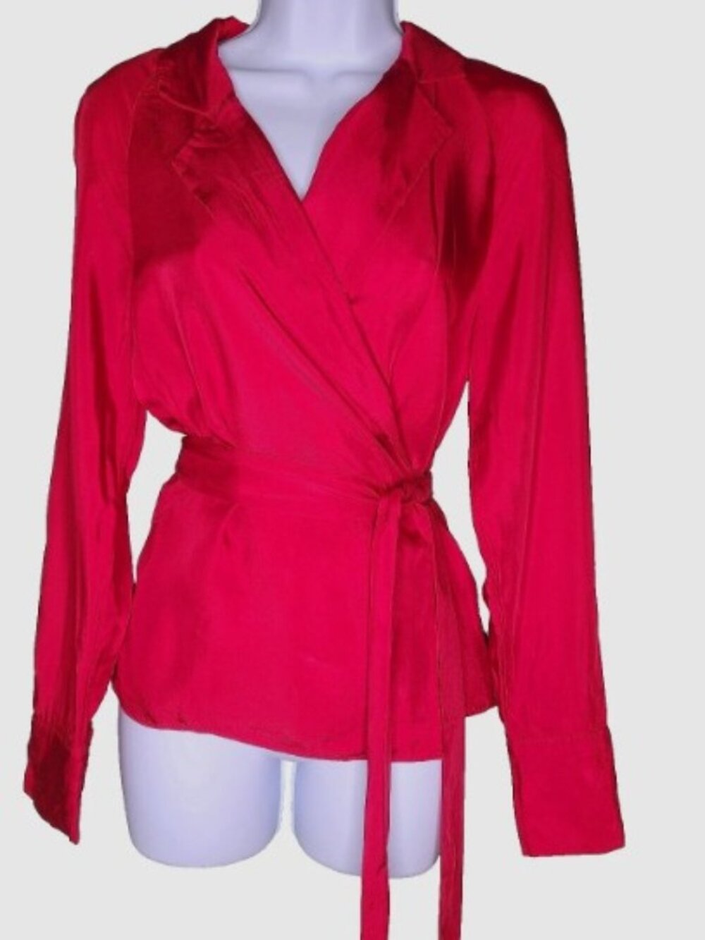 Banana Republic Satin Red Wrap Blouse M Gorgeous!